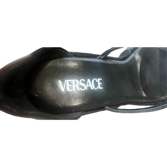 VERSACE Satin platform sandals in Black NWOB Size 40 or US 10 - Picture 7 of 9